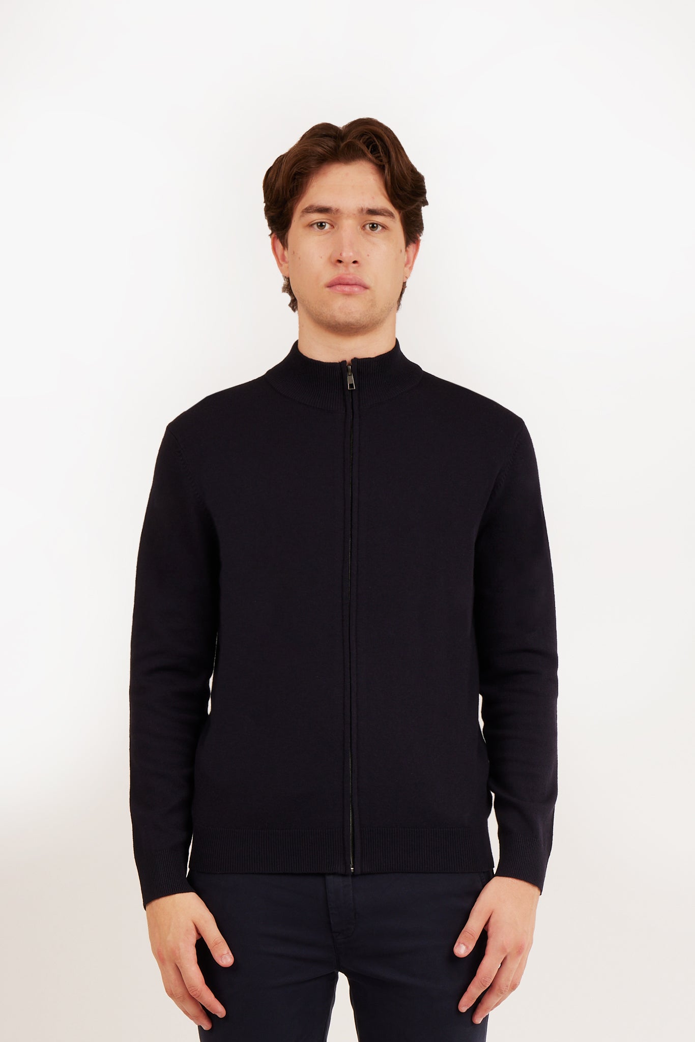 Pulover cu fermoar complet 9250SP Albastru