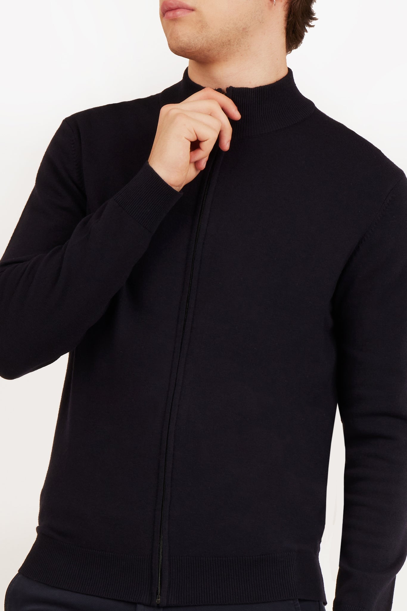 Pulover cu fermoar complet 9250SP Albastru