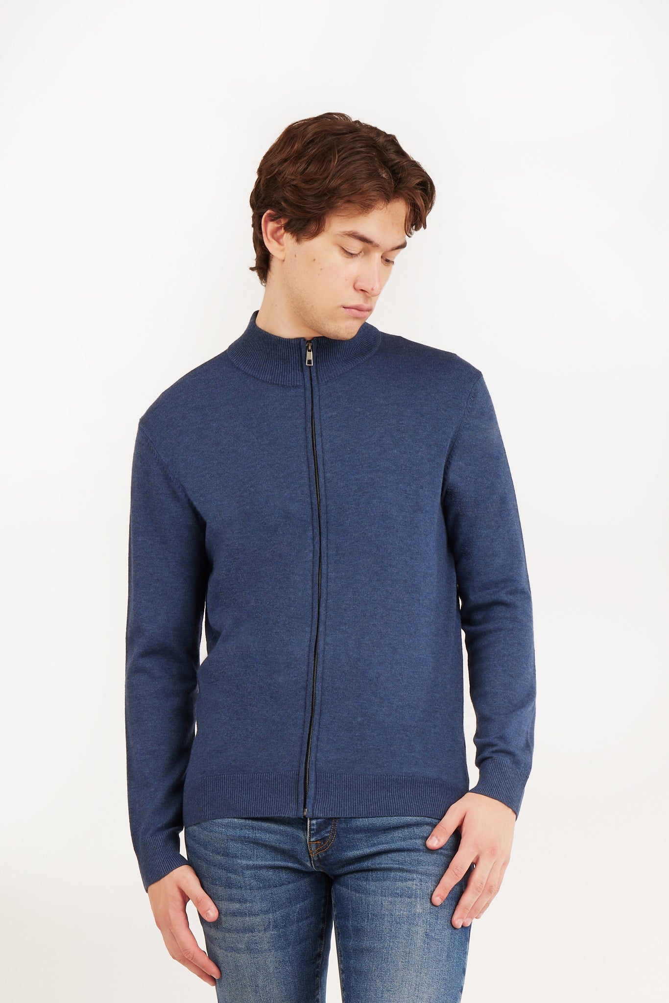 Pulover cu fermoar complet 9250SP Denim