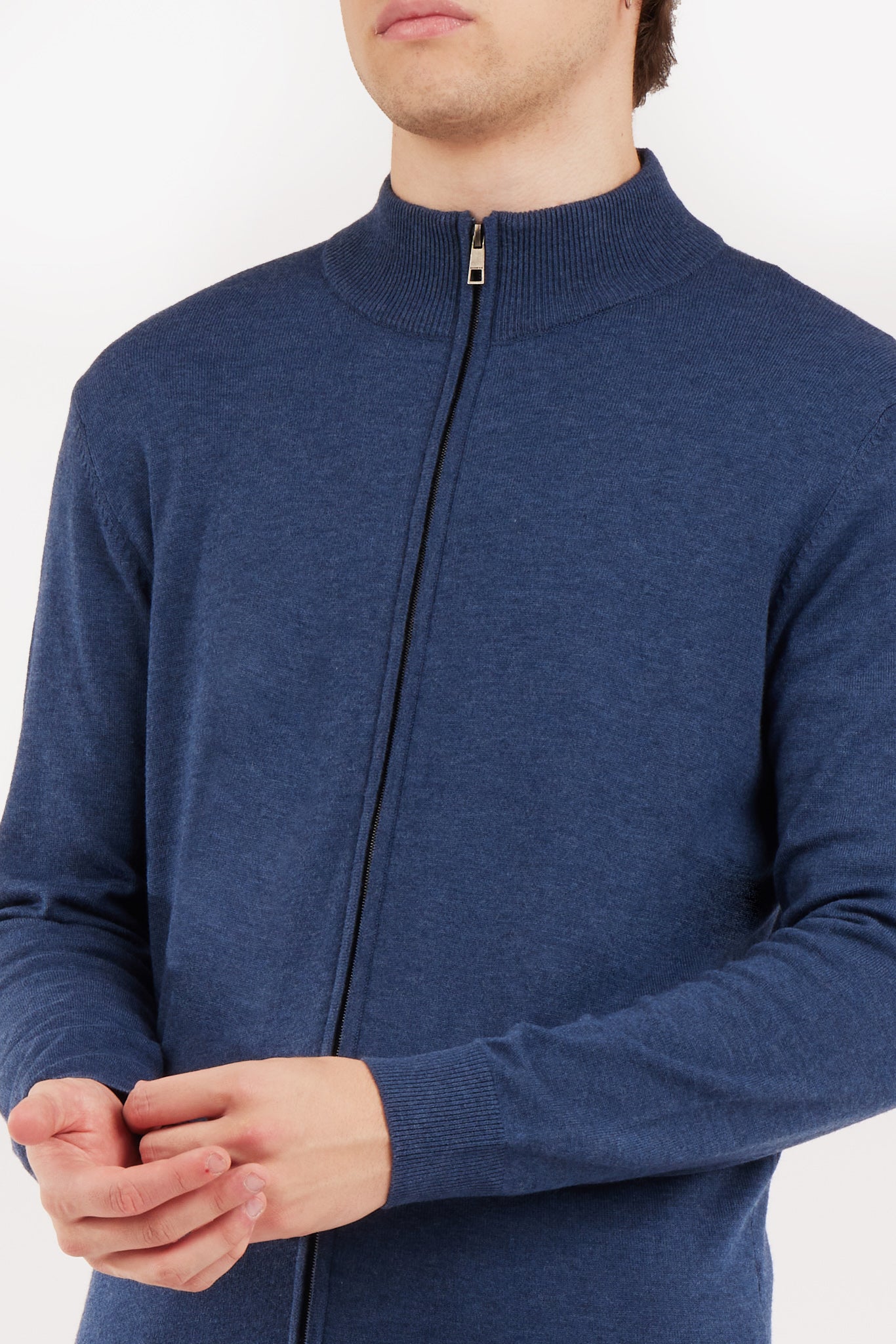 Pulover cu fermoar complet 9250SP Denim