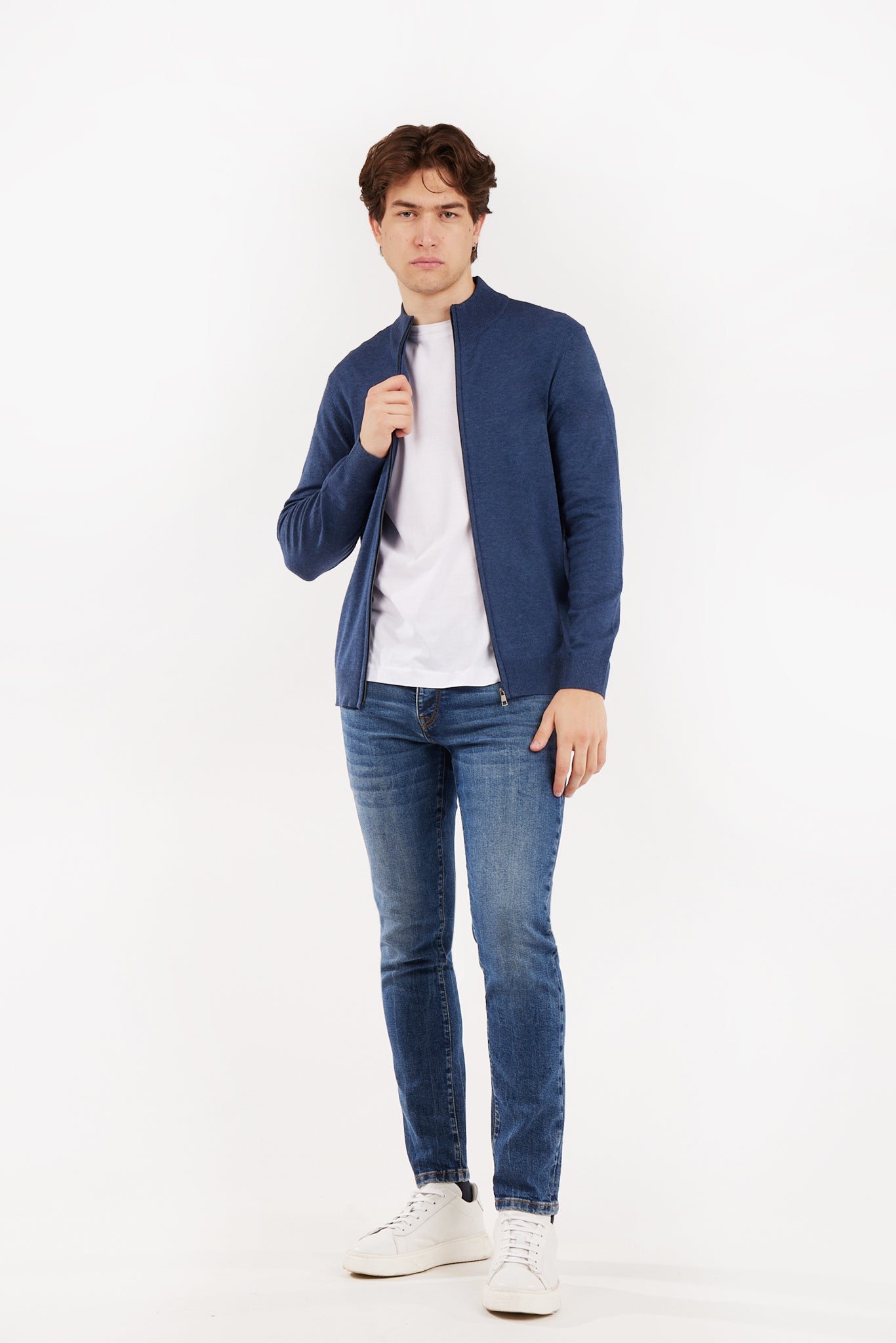 Pulover cu fermoar complet 9250SP Denim