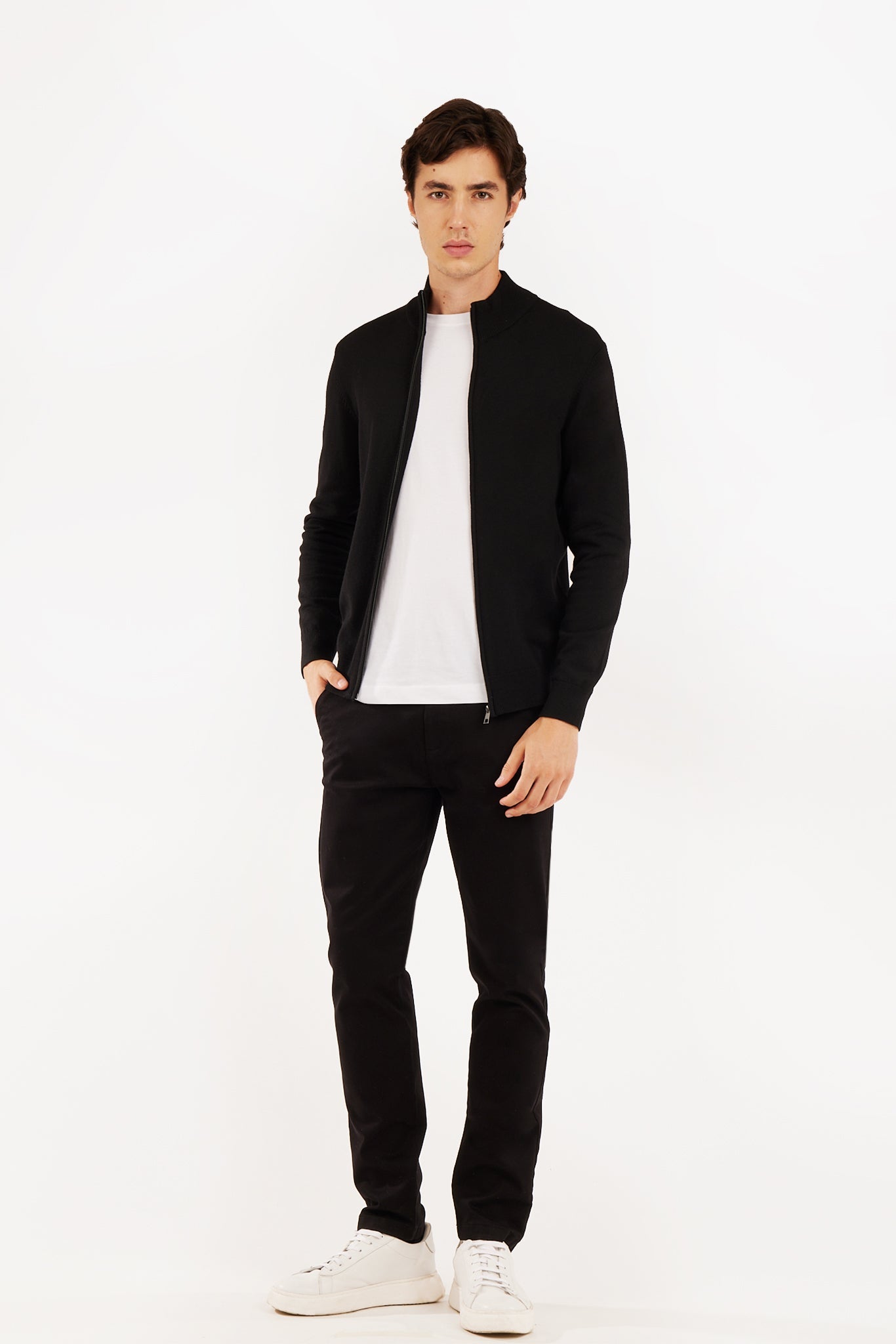 Pulover cu fermoar complet 9250SP Negru