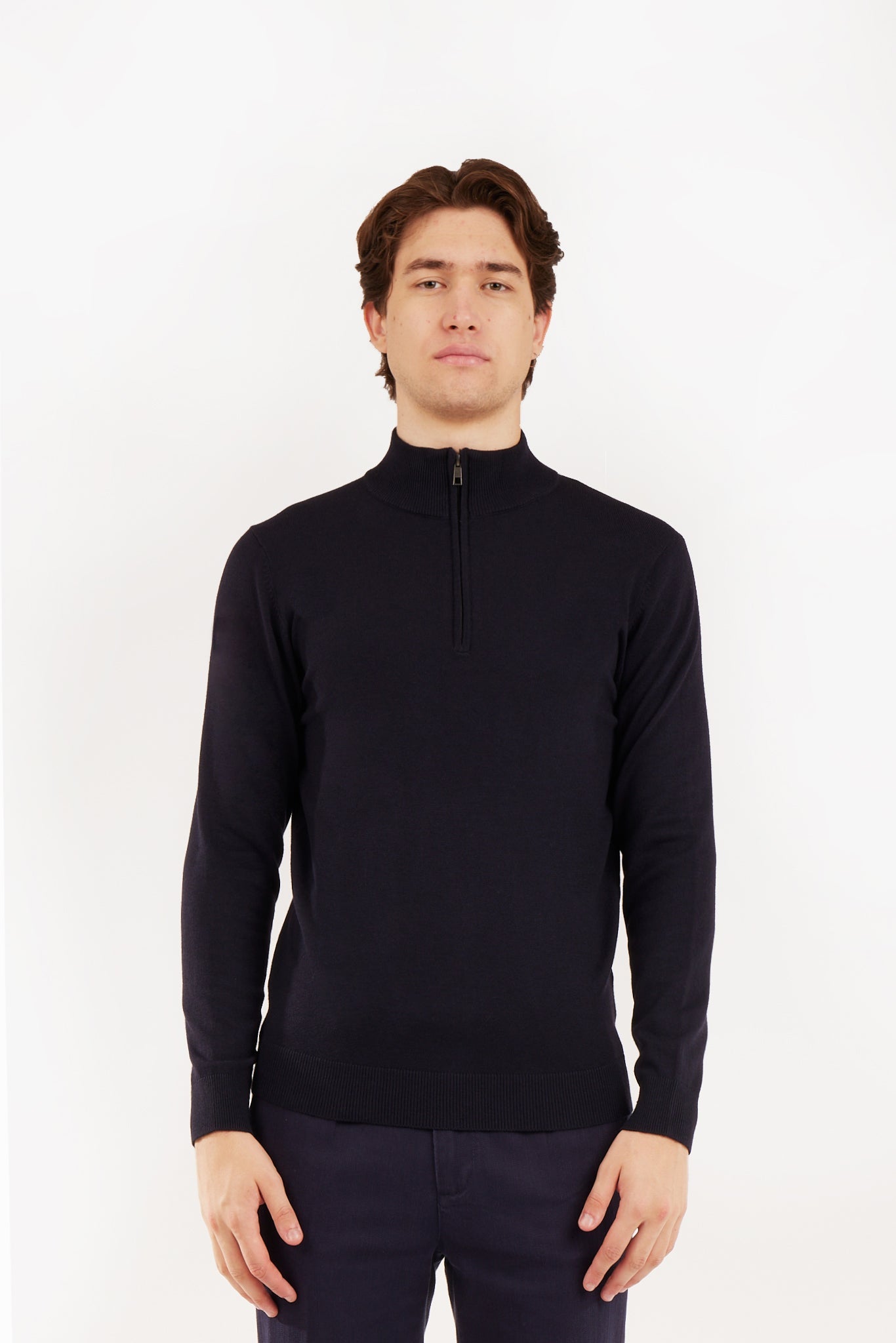 Pulover cu fermoar 9251SP Albastru