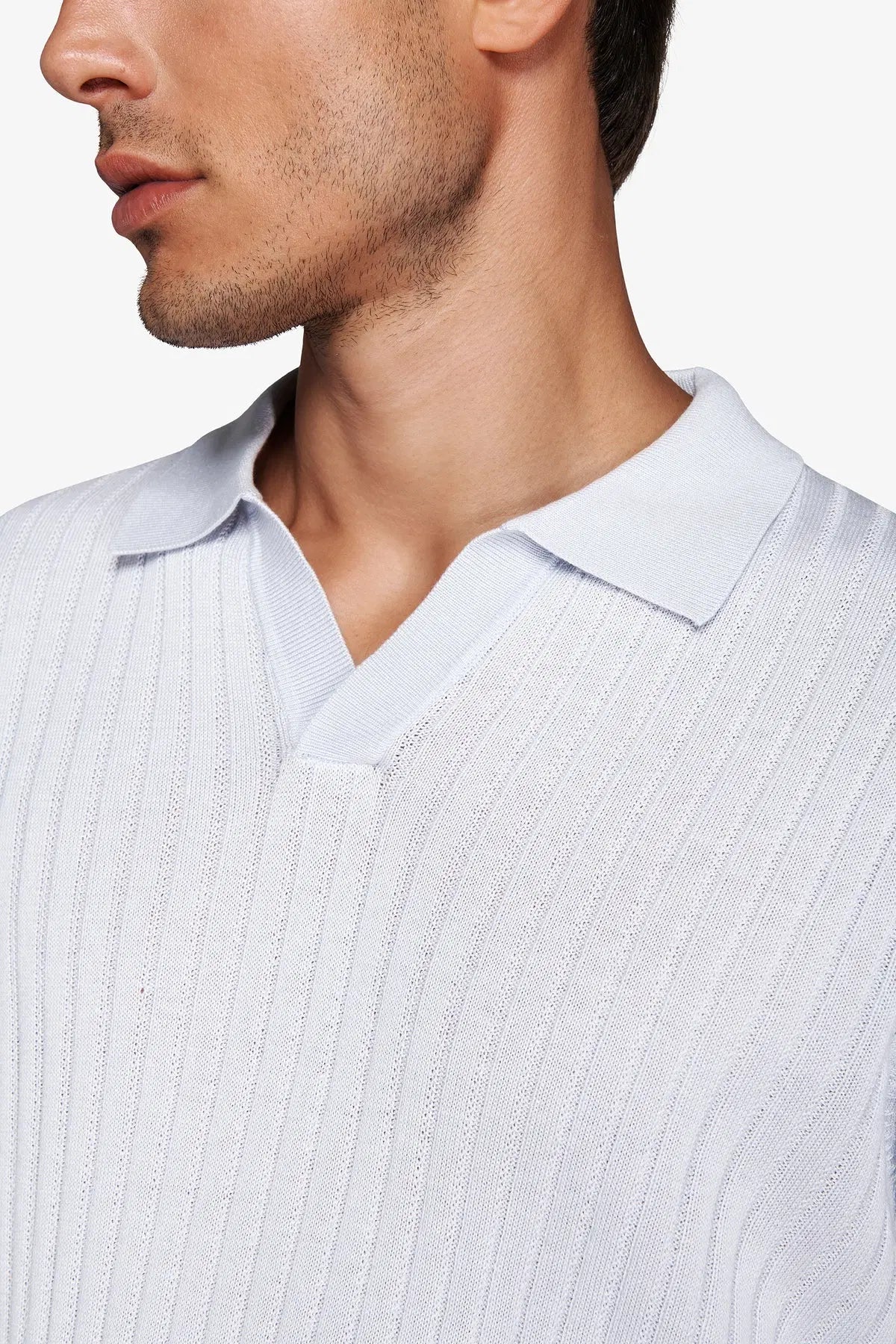 Pulover  cu guler deschis YUTM54-4563 Albastru deschis