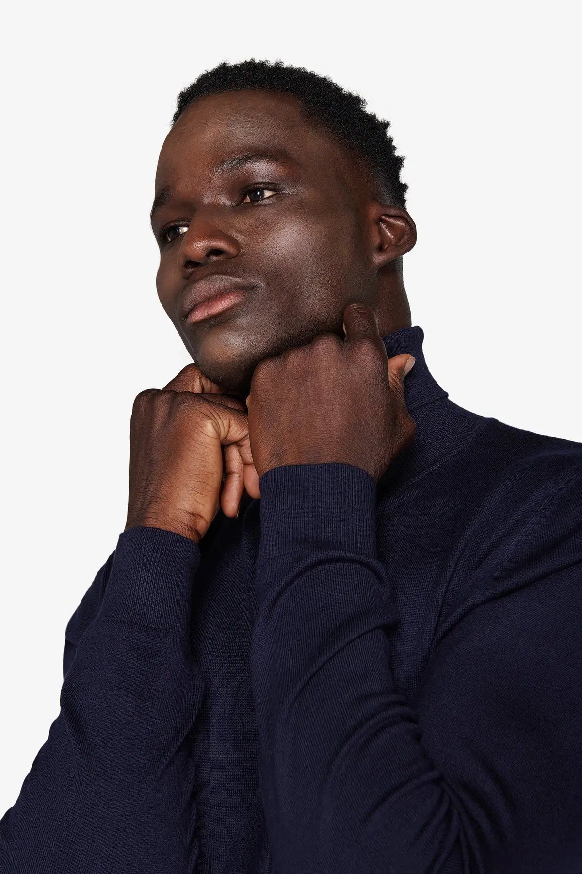 Pulover cu guler pe gât CAIM18-1401 Albastru