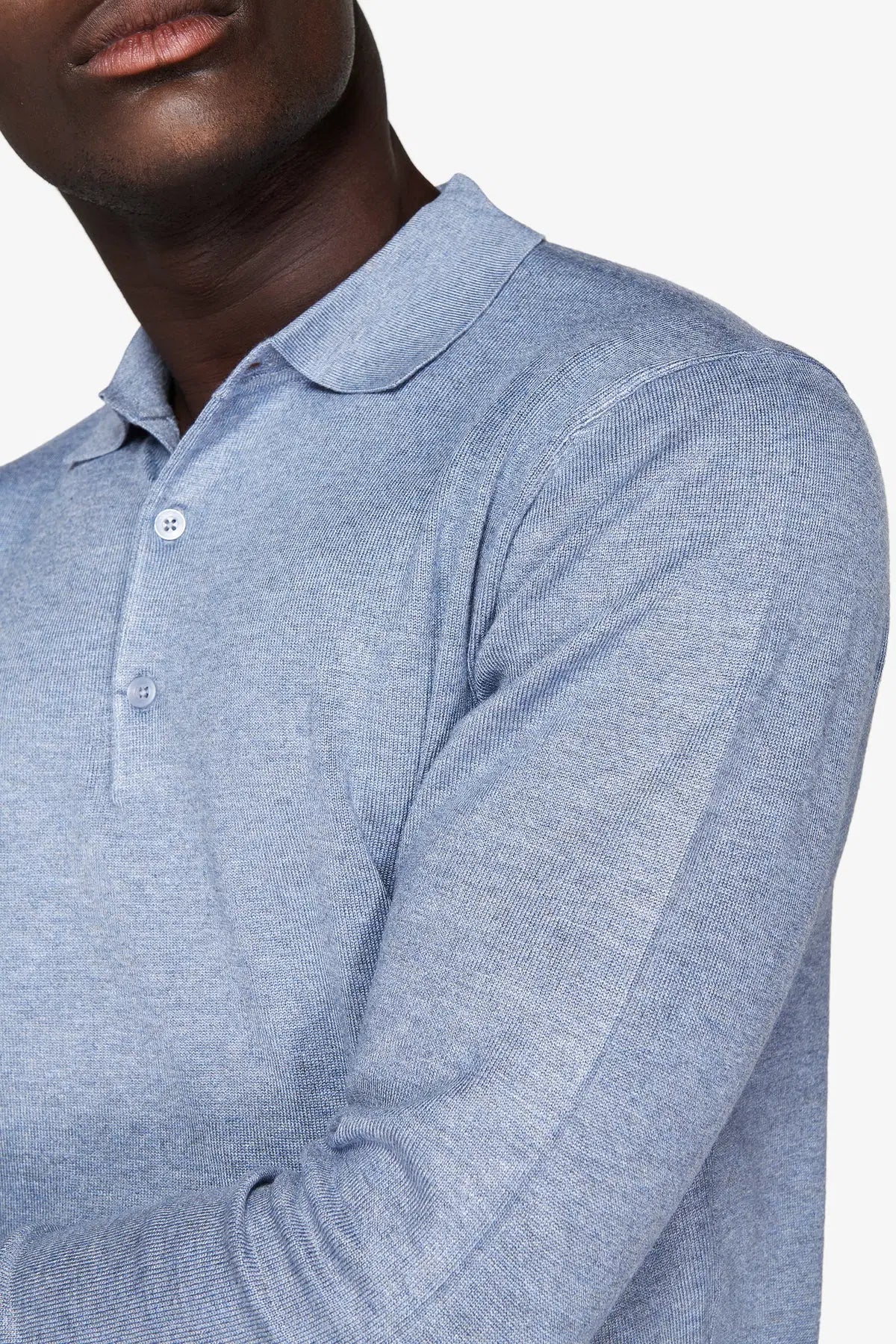 Pulover cu guler polo CAIM48-1401 Albastru deschis