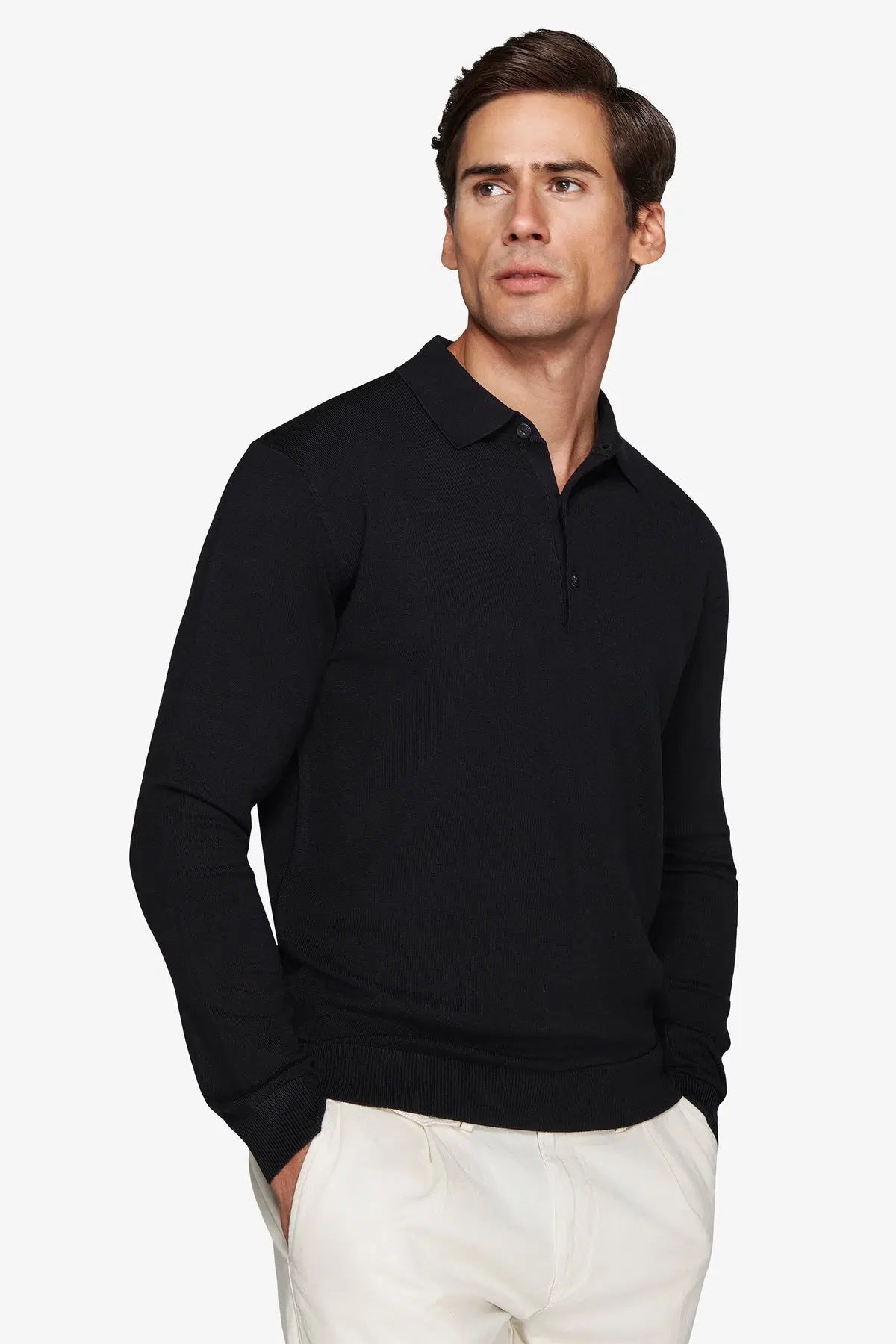 Pulover cu guler polo CAIM48-1401 Negru